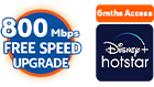 Unifi free speed upgrade up to 800 mbps icon with disney plus hotstar icon