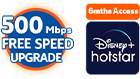 Unifi free speed upgrade up to 500 mbps icon with disney plus hotstar icon